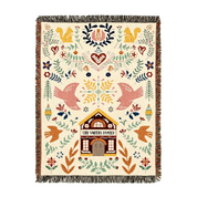 Personalized Family Garden Folk Art Pink Woven Blanket