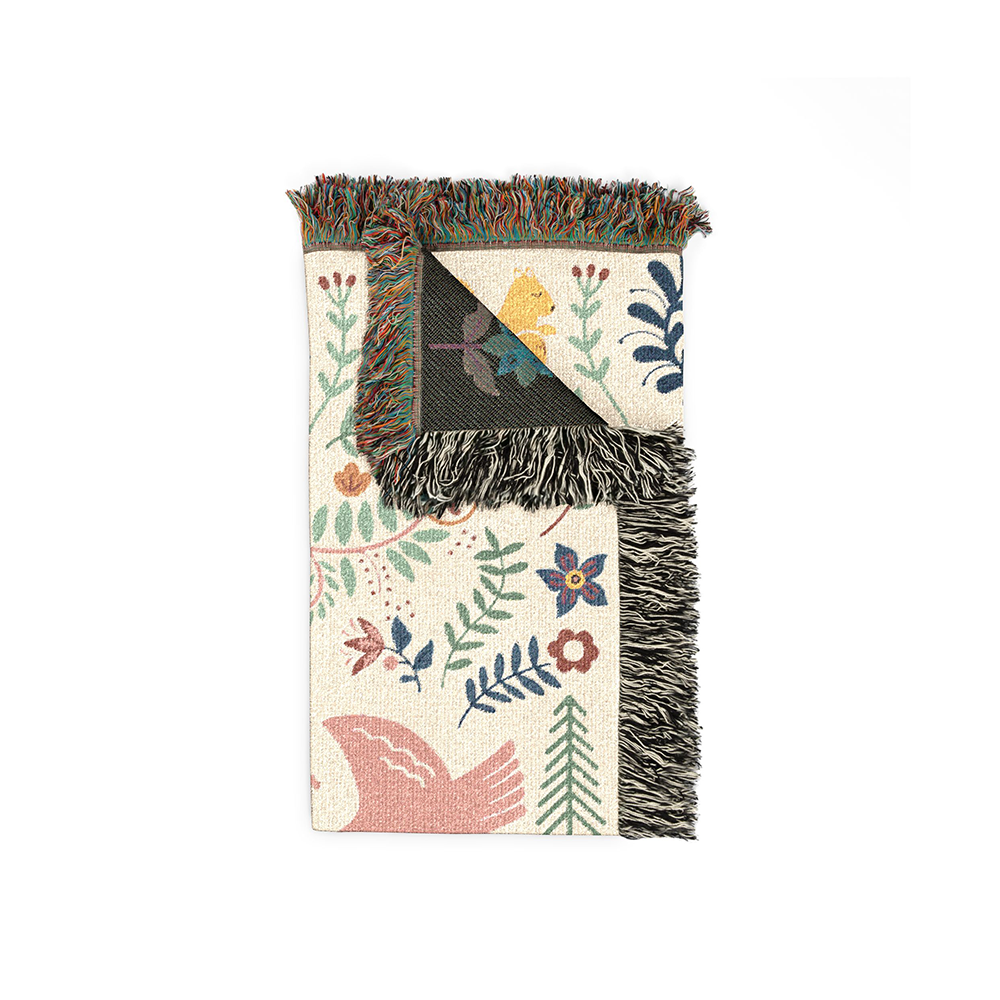Personalized Family Garden Folk Art Pink Woven Blanket