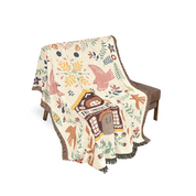 Personalized Family Garden Folk Art Pink Woven Blanket