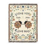 Personalized Couple Ladybug Love Bug Woven Blanket