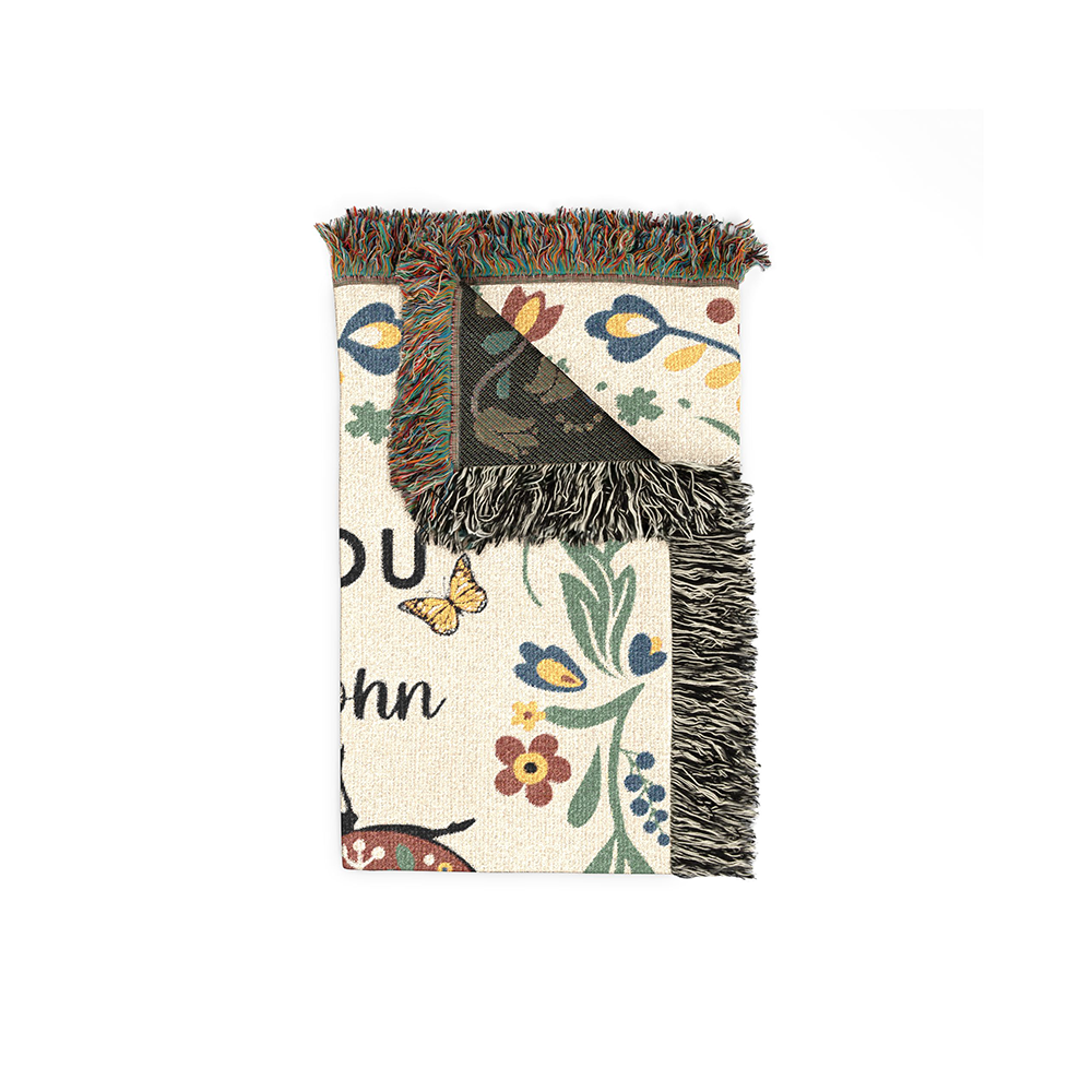 Personalized Couple Ladybug Love Bug Woven Blanket