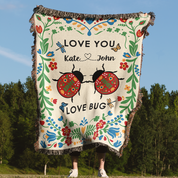 Personalized Couple Ladybug Love Bug Woven Blanket
