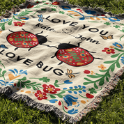 Personalized Couple Ladybug Love Bug Woven Blanket