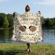 Personalized Couple Ladybug Love Bug Woven Blanket