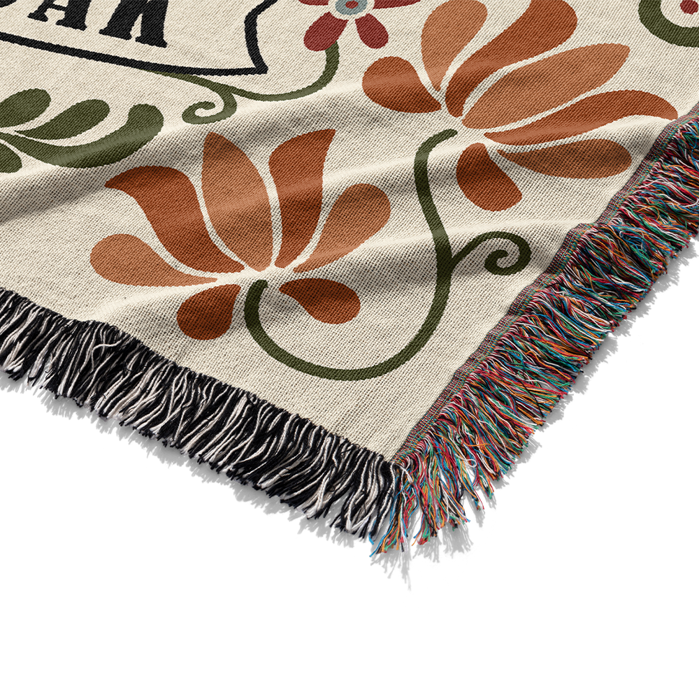 Personalized Couple Frog Folk Art Woven Blanket