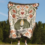 Personalized Couple Frog Folk Art Woven Blanket