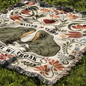 Personalized Couple Frog Folk Art Woven Blanket