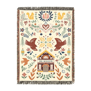 Personalized Family Garden Folk Art Red Woven Blanket