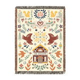 Personalized Family Garden Folk Art Red Woven Blanket