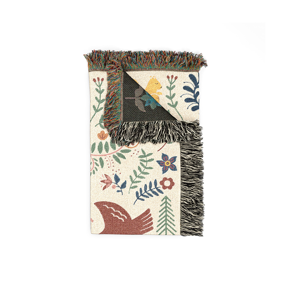 Personalized Family Garden Folk Art Red Woven Blanket