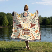 Personalized Family Garden Folk Art Red Woven Blanket