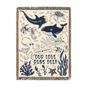 Personalized Ocean Deep Love Couple Woven Blanket