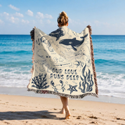 Personalized Ocean Deep Love Couple Woven Blanket