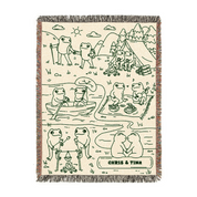 Personalized Couple Frog Camping Woven Blanket