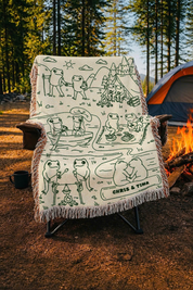 Personalized Couple Frog Camping Woven Blanket