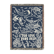 Personalized Blue Ocean Deep Love  Couple Woven Blanket