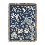 Personalized Blue Ocean Deep Love  Couple Woven Blanket