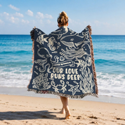 Personalized Blue Ocean Deep Love  Couple Woven Blanket