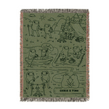 Personalized Couple Frog Camping Green Woven Blanket