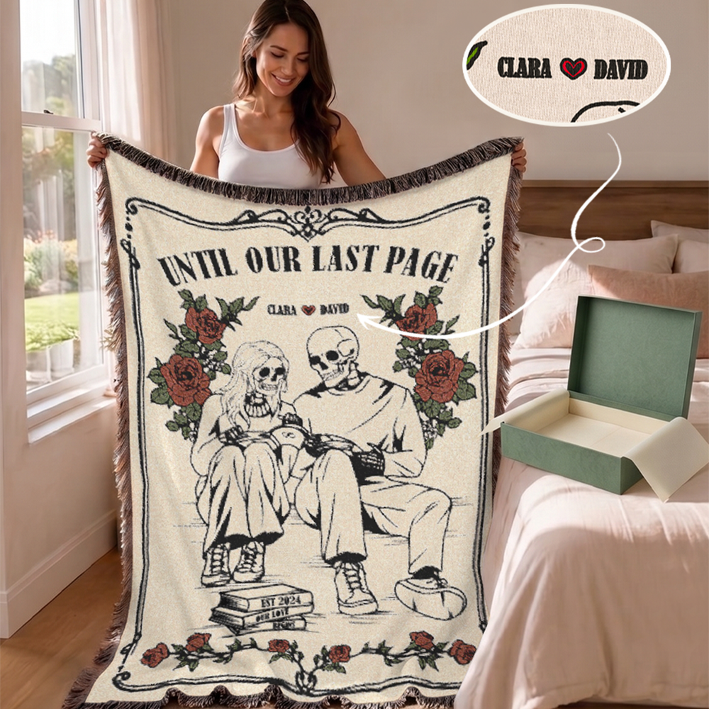 Personalized Book Lover Couple Wedding & Anniversary Woven Blanket