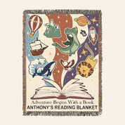 Personalized Adventure Begins With A Book Kids Woven Blanket