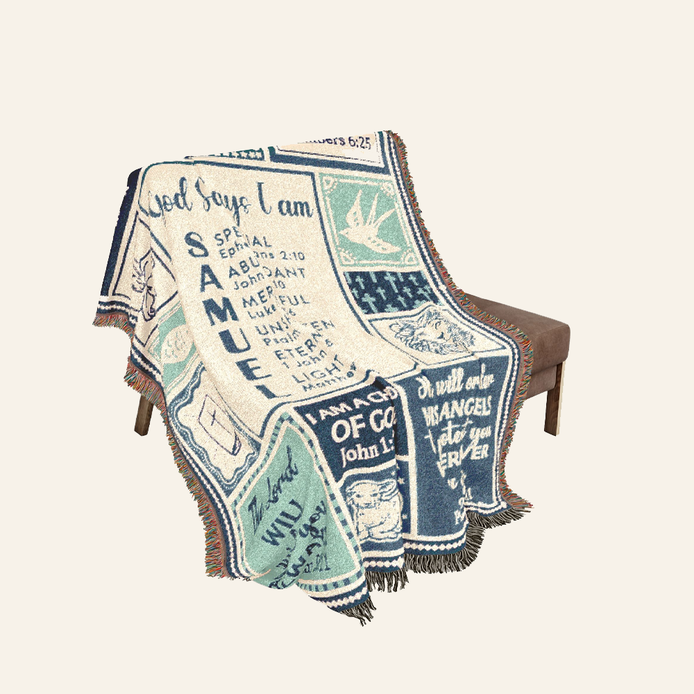 Faith & Protection Bible Verses For Boys - Personalized Woven Blanket