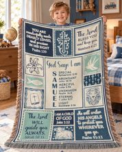 Faith & Protection Bible Verses For Boys - Personalized Woven Blanket