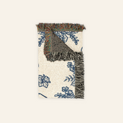 Blue Toile Book Spines, Birth Flower & Est. Year For Readers - Personalized Woven Blanket
