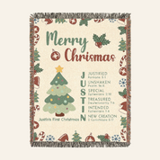 Merry Christmas: Custom Baby Name & Scripture Affirmations - Personalized Woven Blanket