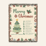 Merry Christmas: Custom Baby Name & Scripture Affirmations - Personalized Woven Blanket