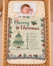 Merry Christmas: Custom Baby Name & Scripture Affirmations - Personalized Woven Blanket