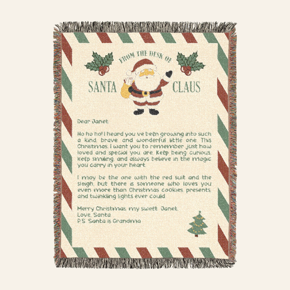 A Special Note From Santa: Grandma & Grandpa's Christmas Message - Personalized Woven Blanket