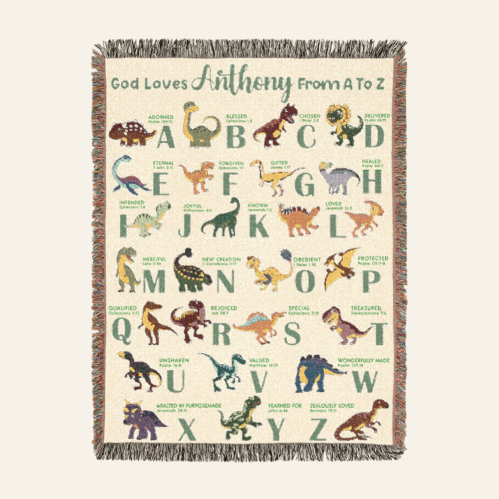 Personalized Christian Dinosaur Baby Blanket