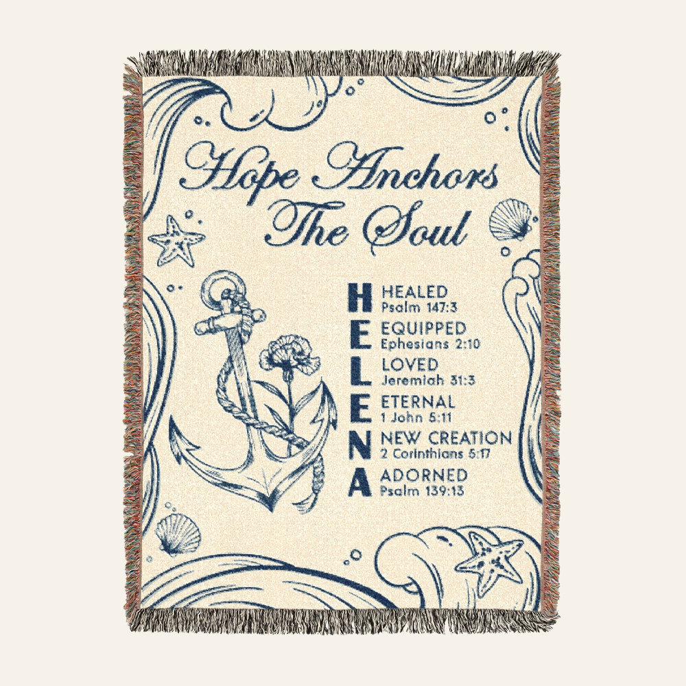 Personalized Hope Anchors the Soul Birth Flower Scripture Woven Blanket