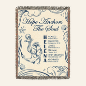Personalized Hope Anchors the Soul Birth Flower Scripture Woven Blanket