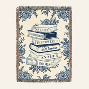 Personalized Never Underestimate Her Books Reading Woven Blanket