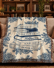 Personalized Never Underestimate Her Books Reading Woven Blanket