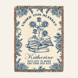 Lost In Books: Birth Flower Keepsake For Book Lovers - Personalized Woven Blanket