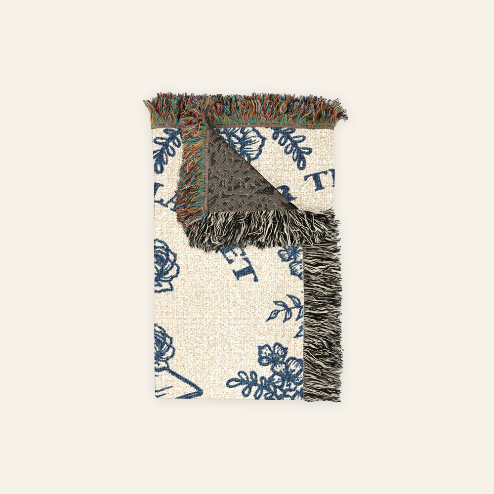 Lost In Books: Birth Flower Keepsake For Book Lovers - Personalized Woven Blanket
