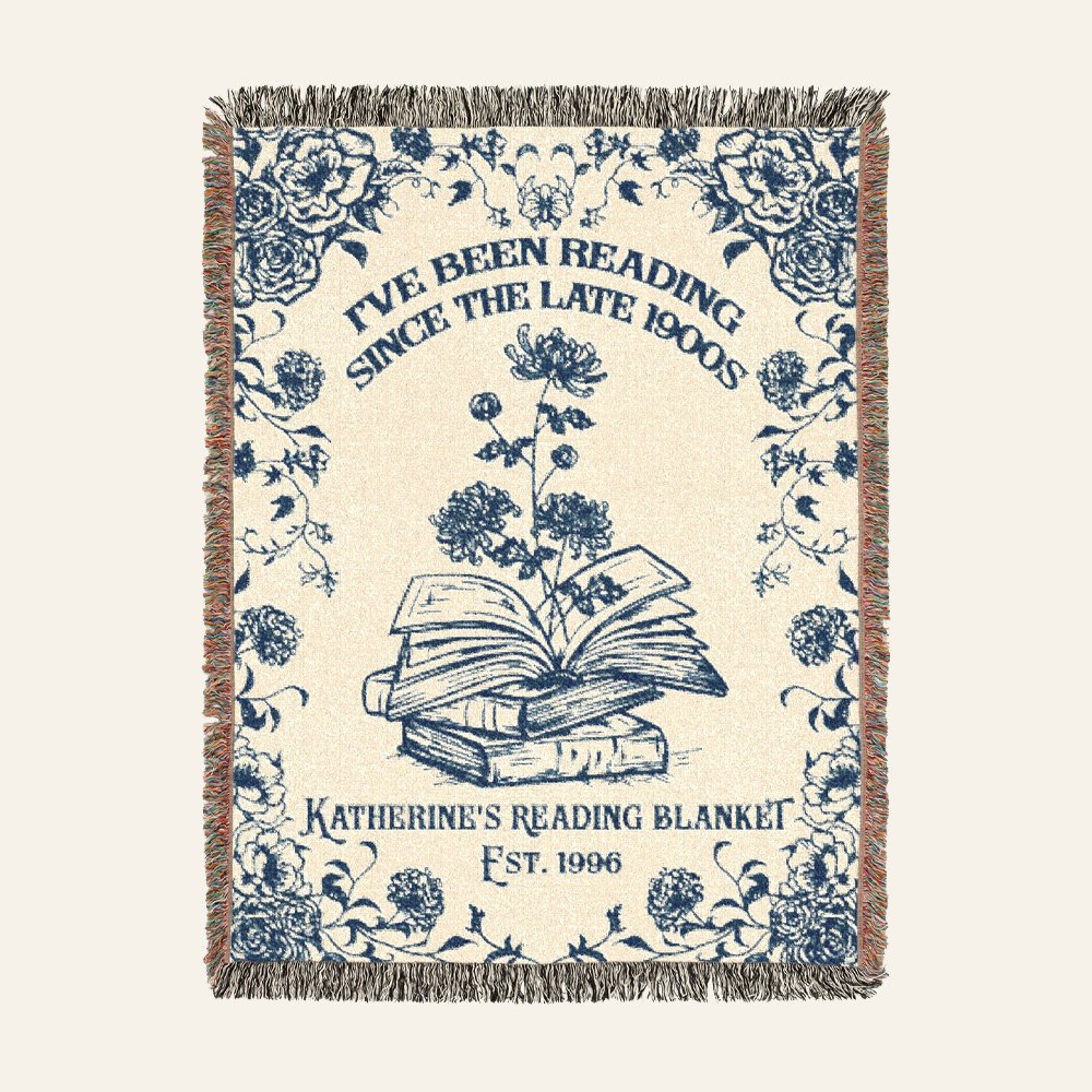 Reading Since The Late 1900s: Vintage Book Lover Design - Personalized Woven Blanket