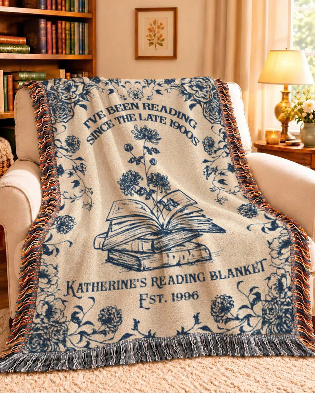 Reading Since The Late 1900s: Vintage Book Lover Design - Personalized Woven Blanket