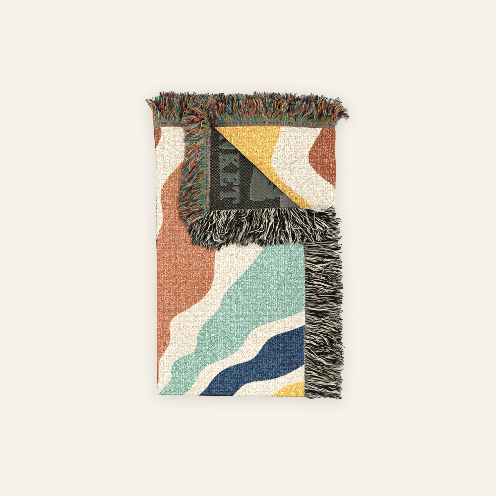 Retro Sunset & Birth Flower For Book Lovers - Personalized Woven Blanket