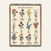 Retro Sunset & Birth Flower For Book Lovers - Personalized Woven Blanket