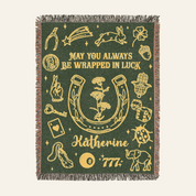 Wrapped In Luck: Birth Month Flower & Good Fortune - Personalized Woven Blanket