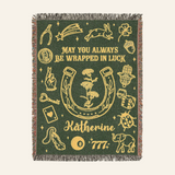 Wrapped In Luck: Birth Month Flower & Good Fortune - Personalized Woven Blanket