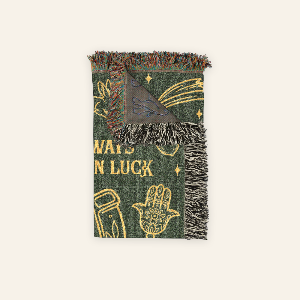 Wrapped In Luck: Birth Month Flower & Good Fortune - Personalized Woven Blanket