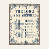 The Lord Is My Shepherd: Birth Flower & Scripture Blessings For Babies - Personalized Woven Blanket