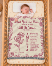 Sweet Sleep: Birth Flower Bedtime Keepsake For Babies - Personalized Woven Blanket