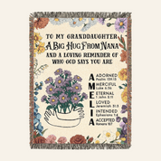 To My Granddaughter: "God Says You Are" Scripture Affirmations & Birth Flower - Personalized Woven Blanket