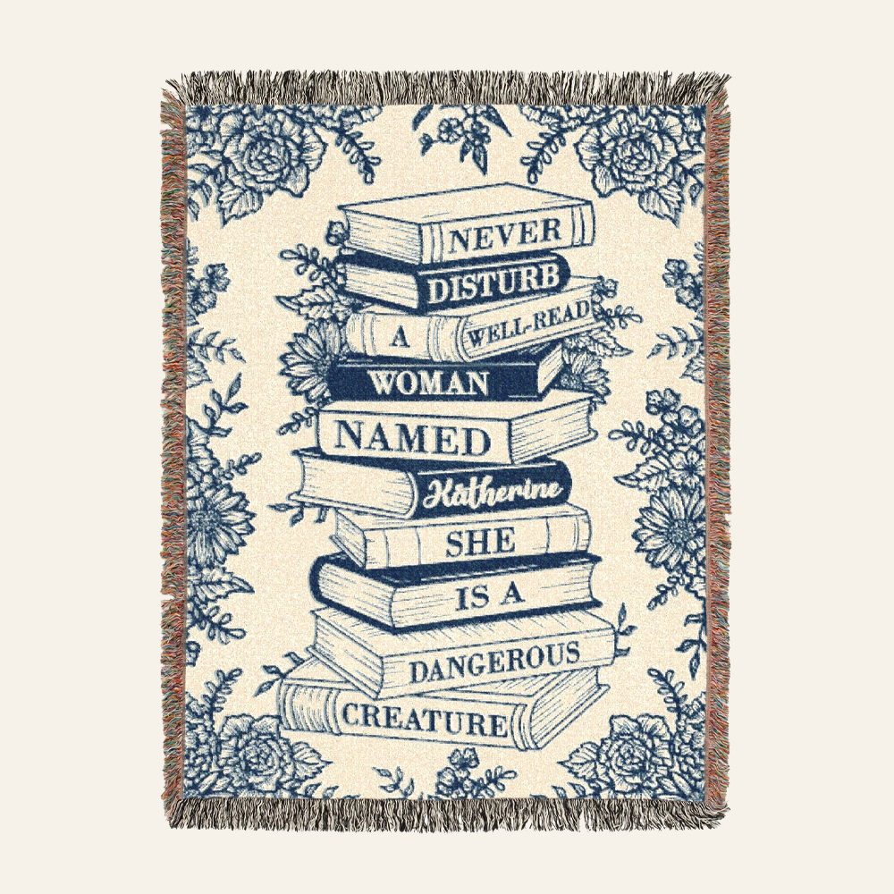 Personalized Dangerous Well Read Woman Reading Woven Blanket